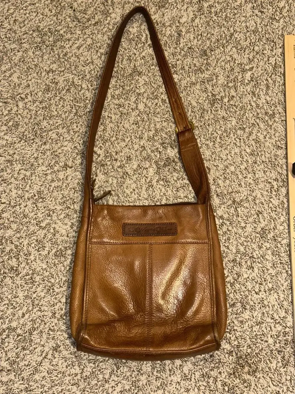 Fossil 75082 Brown Pebbled Leather Messenger Shoulder Bag